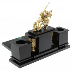 Настольный набор "Георгий Победоносец" камень малахит