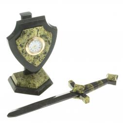 Часы &amp;quot;Щит и меч&amp;quot; малый камень змеевик