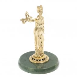 Бронзовая статуэтка &amp;quot;Фемида&amp;quot; на подставке из нефрита 10х10х15 см