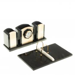 Настольный набор &amp;quot;Канцелярский&amp;quot; из мрамора с часами