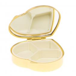 Таблетница "Сердце" на 3 отделения камень нефрит цвет золото