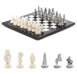 Шахматы сувенирные "Северные народы" доска 40х40 см камень мрамор