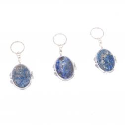 Складное зеркало брелок из афганского лазурита овальное