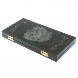 Каменные нарды с гравировкой &amp;quot; Герб РФ&amp;quot; из габбро-диабаза