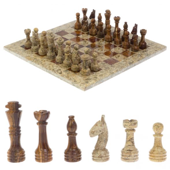Каменные шахматы &amp;quot;Дебют&amp;quot; 38х38 см оникс ракушечник 128999