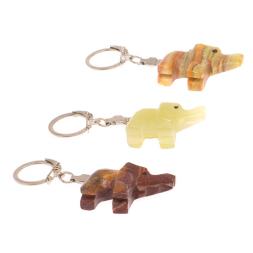Брелок для ключей "Слон" из натурального камня оникс