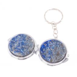 Складное зеркало брелок из афганского лазурита круглое