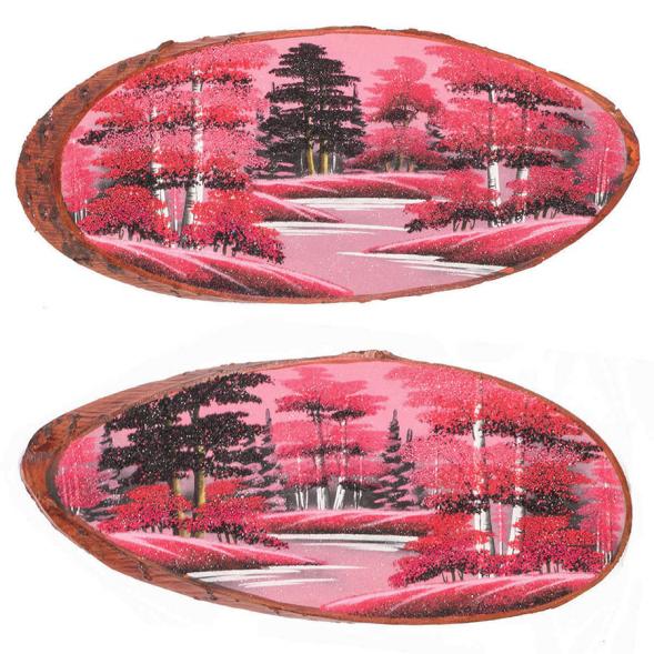 Панно на срезе дерева &amp;quot;Розовый закат&amp;quot; горизонтальное 75-80 см каменная крошка 118864