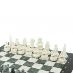 Шахматы "Северные народы" доска 40х40 см шабровский змеевик мрамор