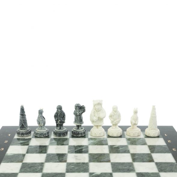 Шахматы &amp;quot;Северные народы&amp;quot; доска 40х40 см шабровский змеевик мрамор 128087