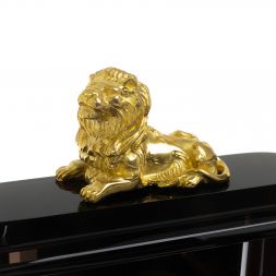 Настольный набор &amp;quot;Лев&amp;quot; из черного обсидиана