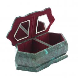 Шкатулка из камня змеевик &amp;quot;Хозяйка медной горы - Зимний пейзаж&amp;quot; 20х10х7,5 см