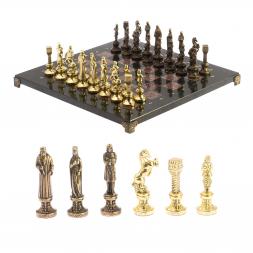 Шахматы &amp;quot;Ренессанс&amp;quot; доска 36х36 см змеевик, лемезит фигуры цвет бронза-золото