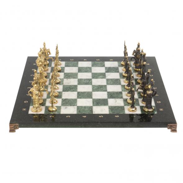 Шахматы бронзовые &amp;quot;Русские&amp;quot; 40х40 см мрамор шабровский змеевик 126833