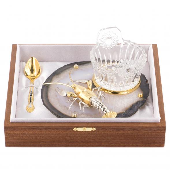 Икорница &amp;quot;Речной рак&amp;quot; с ложкой Златоуст 120214