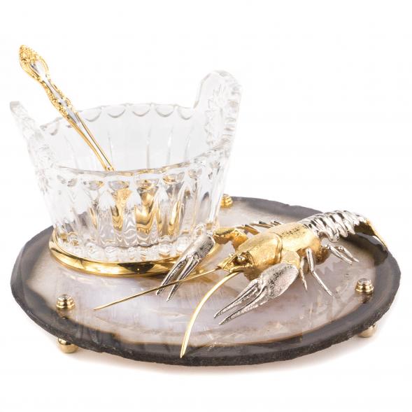 Икорница &amp;quot;Речной рак&amp;quot; с ложкой Златоуст 120214