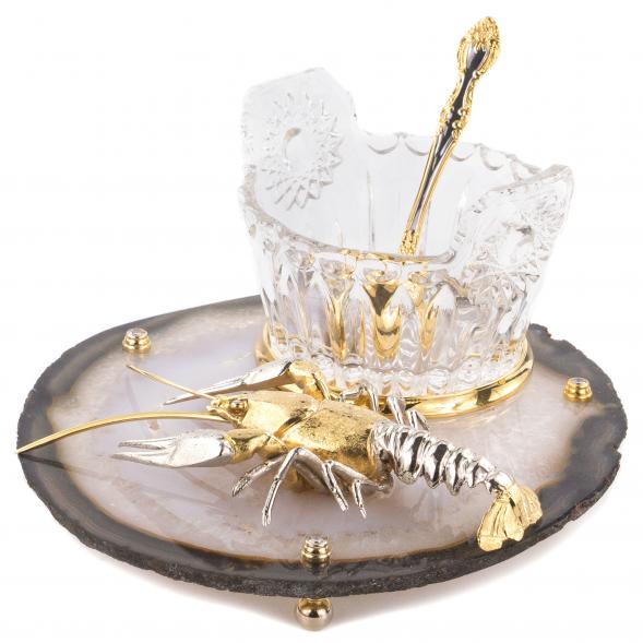 Икорница &amp;quot;Речной рак&amp;quot; с ложкой Златоуст 120214