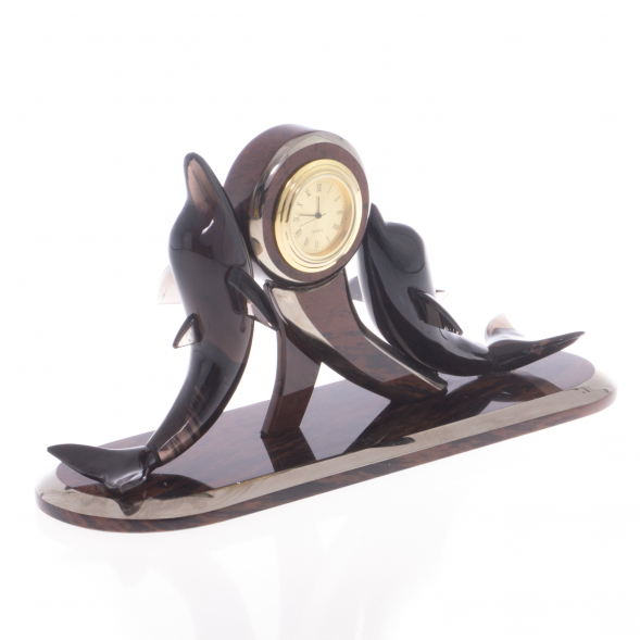 Часы &amp;quot;Пара дельфинов&amp;quot; камень обсидиан 121974