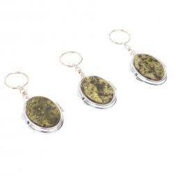 Складное зеркало брелок из змеевика овальное