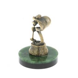 Статуэтка &amp;quot;Змея с дудочкой&amp;quot; бронза на подставке из нефрита