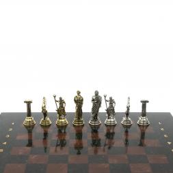 Шахматы настольные "Римские лучники" 28х28 см из камня лемезит