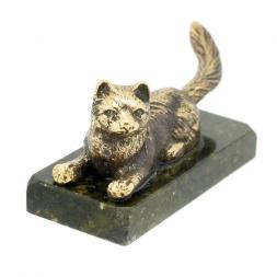 Статуэтка из бронзы и змеевика "Кошка лежащая"