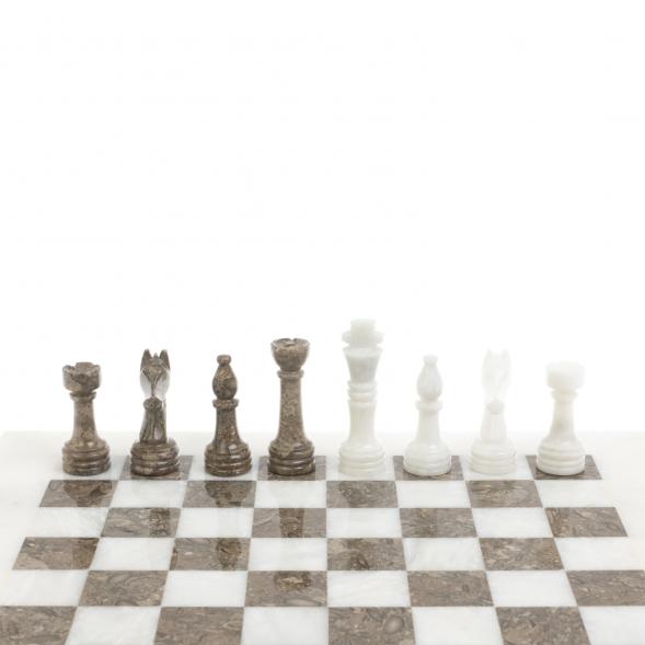 Шахматы &amp;quot;Дебют&amp;quot; доска 38х38 см из белого мрамора и ракушечника 127067