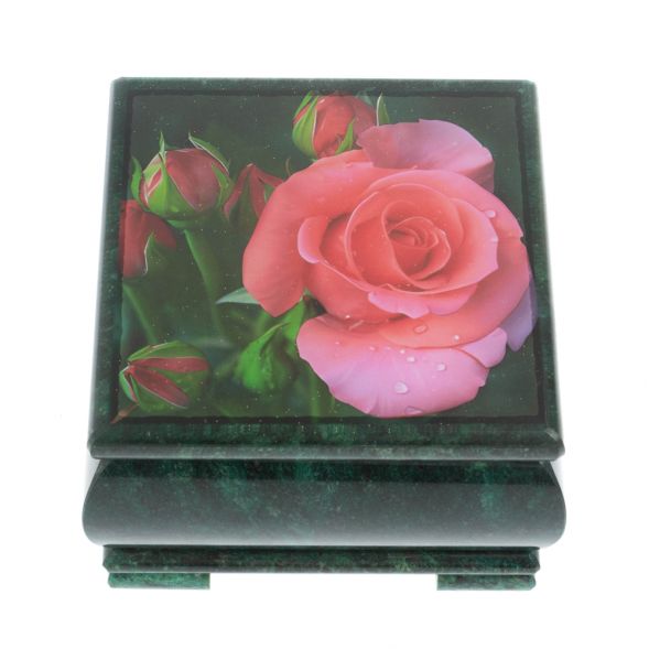 Шкатулка &amp;quot;Роза&amp;quot; камень змеевик 13х13х8 см 128332