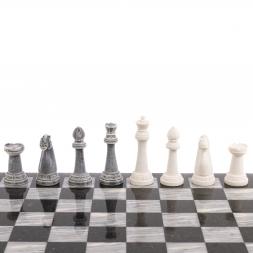 Шахматы &amp;quot;Стаунтон&amp;quot; из мрамолита 40х40 см серый мрамор / змеевик