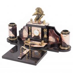 Настольный набор &amp;quot;Орлиная голова&amp;quot; из яшмы с бронзовым литьем