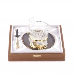 Подарочная икорница &amp;quot;Краб&amp;quot; на агате Златоуст