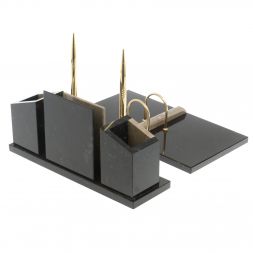 Письменный набор &amp;quot;Канцелярский&amp;quot; с гербом камень бежевый мрамор