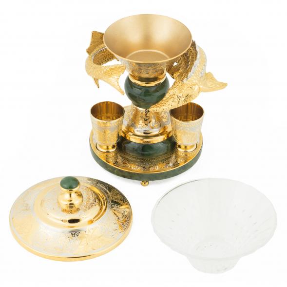 Икорница &amp;quot;Осетр со стопками&amp;quot; из нефрита Златоуст 118866