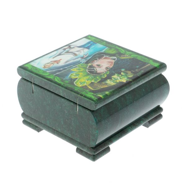 Шкатулка &amp;quot;Хозяйка медной горы и Данила мастер&amp;quot; камень змеевик 13х13х8 см 128334