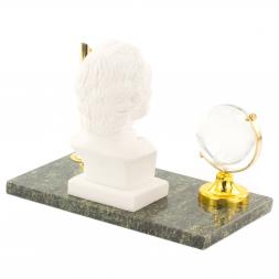 Подставка под ручку "Бюст Петр I" мрамолит змеевик