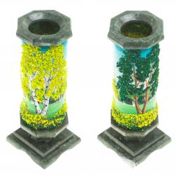 Ваза из камня "Летний пейзаж" 8,5х8,5х22 см