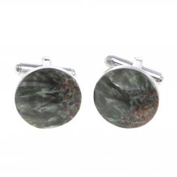 Запонки камень серафинит круглые