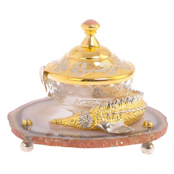 Икорница &amp;quot;Осетр&amp;quot; на агате Златоуст 126014