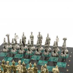 Шахматы &amp;quot;Восточные&amp;quot; доска 40х40 см из змеевика фигуры металл