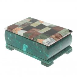 Шкатулка "Мозайка" из змеевика 18х12х8 см
