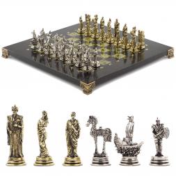 Шахматы подарочные "Троянская война" 28х28 см из змеевика