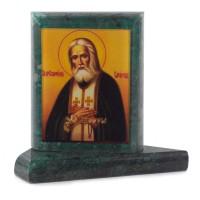 Икона настольная Серафим Саровский малая змеевик 7,5х3,5х8 см 120962