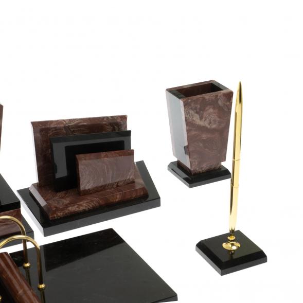 Письменный набор &amp;quot;Бюрократ с гербом РФ&amp;quot; из лемезита 129438