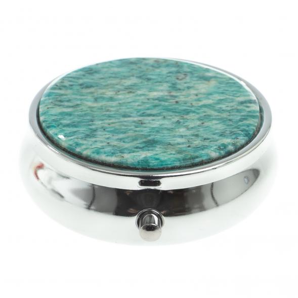 Таблетница на 3 отсека камень амазонит цвет серебро 123206