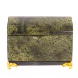 Шкатулка "Сундук" малый из змеевика на ножках 10х6,5х7 см