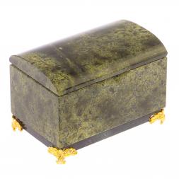 Шкатулка "Сундук" малый из змеевика на ножках 10х6,5х7 см