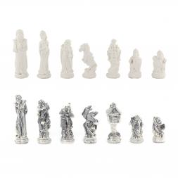 Оригинальные шахматы "Русские сказки" камень лемезит мрамор 40х40 см