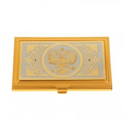 Визитница карманная &amp;quot;Герб РФ&amp;quot; с фианитами Златоуст