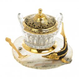 Икорница &amp;quot;Стерлядка&amp;quot; камень агат Златоуст