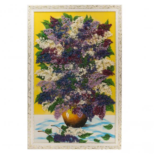 Картина &amp;quot;Натюрморт сирень&amp;quot; каменная крошка багет 57х87 см 121251